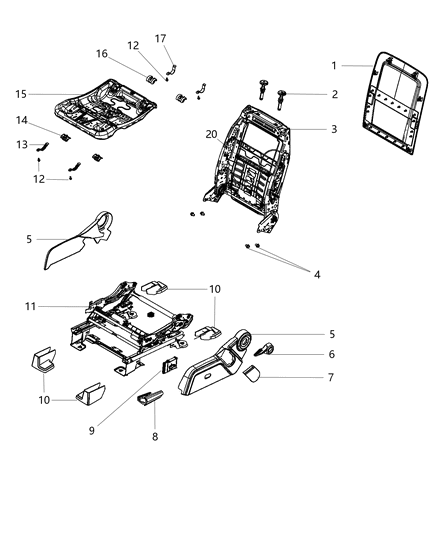 2019 Dodge Journey Frame-Front Seat Back Diagram for 4610347AC