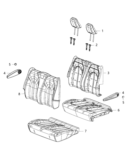 2018 Chrysler Pacifica Rear Seat Cushion Cover Diagram for 6QH98PL5AA