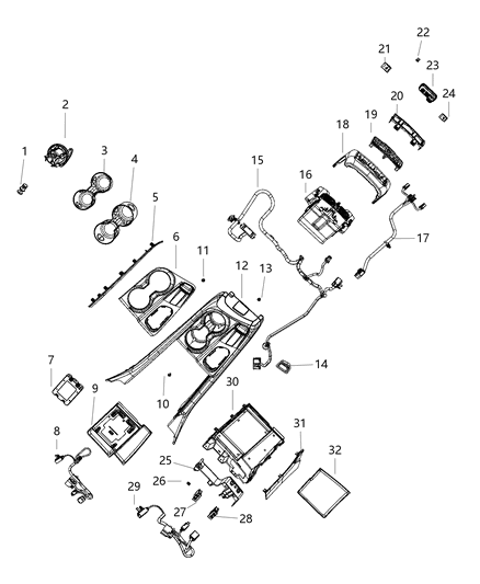 2021 Dodge Durango Console Diagram for 68467436AA