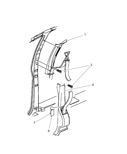 2000 Chrysler Grand Voyager B Pillar Trim Diagram