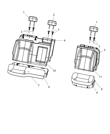 2012 Ram 1500 Rear Seat Back Cover Diagram for 1UF34BD3AA