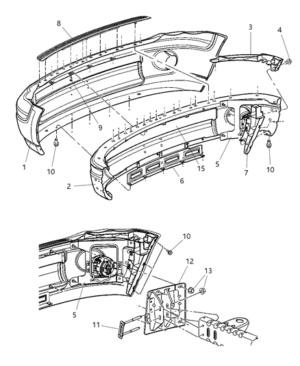 2002 Dodge Ram 1500 Panel-Front Bumper Diagram for 55077898AB