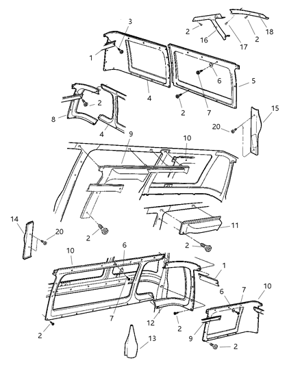 2000 Dodge Ram Van Molding-Windshield GARNISH Diagram for 5FA19RC3AG