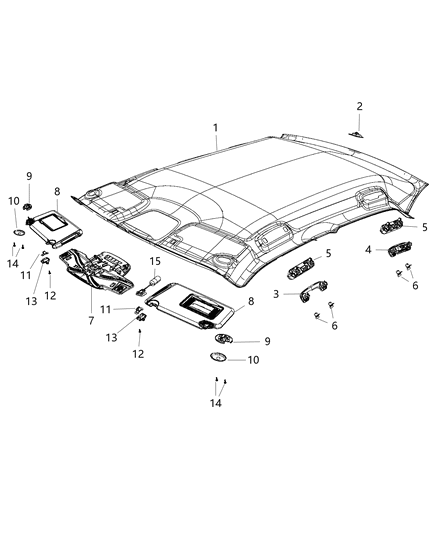 2018 Chrysler 300 Support-Visor Diagram for 1RF14ML2AB