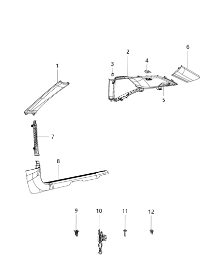 2020 Dodge Challenger Windshield GARNISH Diagram for 6RX95DX9AA