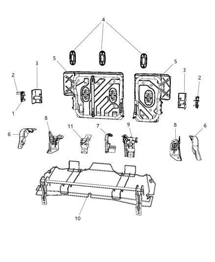 2010 Dodge Caliber Second Row - Rear Seats Diagram