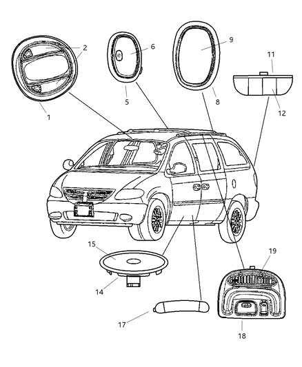 2001 Chrysler Voyager Lamps - Cargo, Dome, Courtesy, Reading Diagram