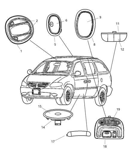 2001 Dodge Caravan Lamps - Cargo, Dome, Courtesy, Reading Diagram