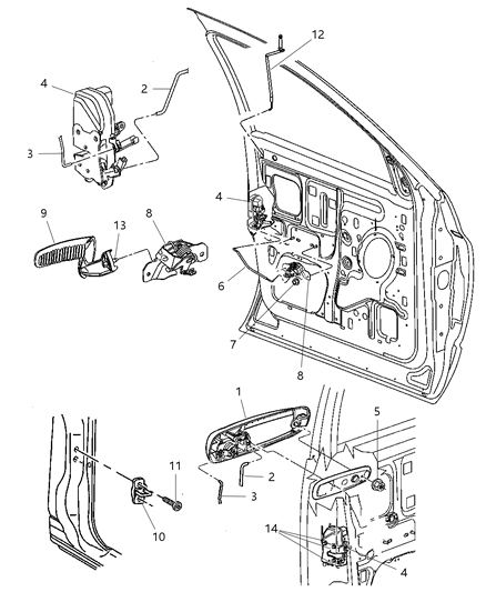 2007 Dodge Ram 1500 Door, Front Lock & Controls Diagram