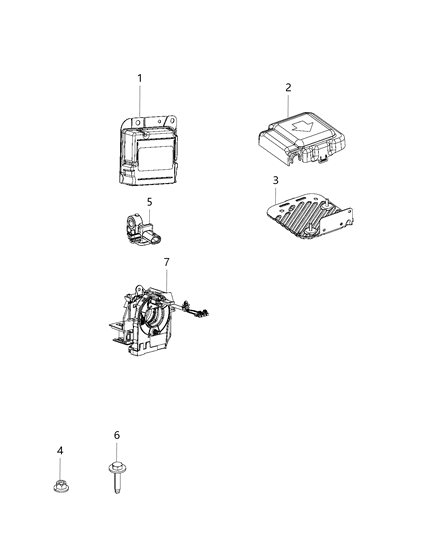 2019 Ram 1500 Air Bag Modules Impact Sensor & Clock Springs Diagram