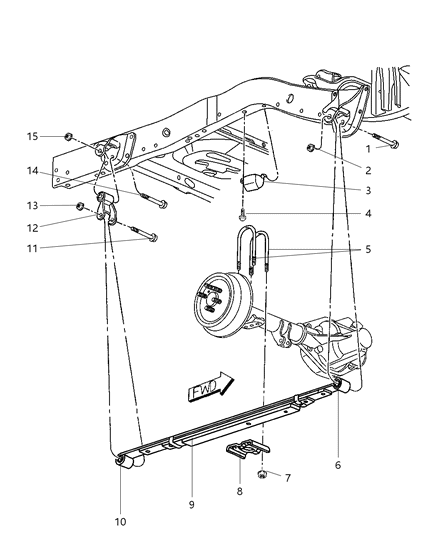 1998 Dodge Dakota Suspension - Rear Leaf Springs Diagram 1