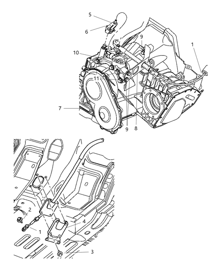 2007 Chrysler PT Cruiser Shifter Lever & Cable Diagram 1