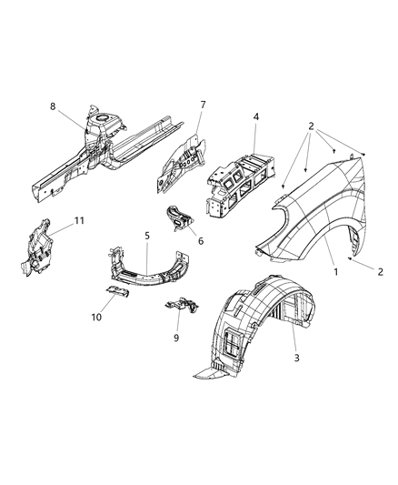 2015 Ram ProMaster City Front Fender Diagram