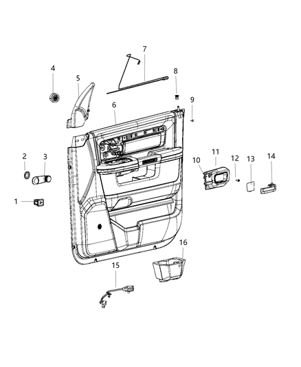 2019 Ram 2500 Panel-Front Door Trim Diagram for 6SE301X8AD