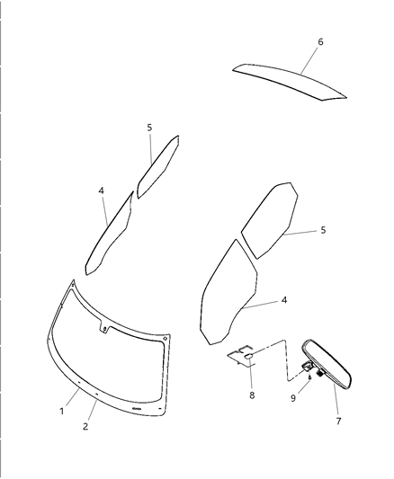 2009 Dodge Charger Glass-Rear Door Diagram for 5065484AB