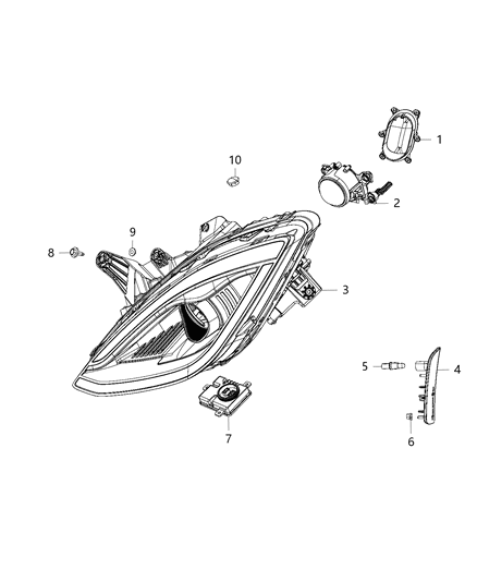 2016 Dodge Viper Lamps, Front Diagram