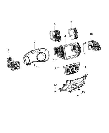 2020 Jeep Compass Outlet-Air Conditioning & Heater Diagram for 5UT65XSAAD