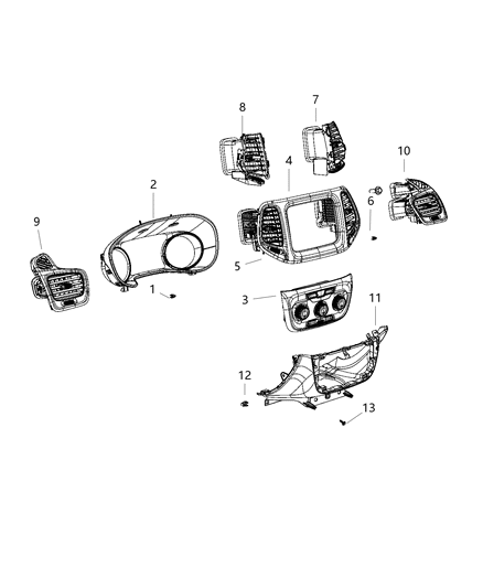 2020 Jeep Compass Center Stack Control Diagram for 6TM14DX9AB