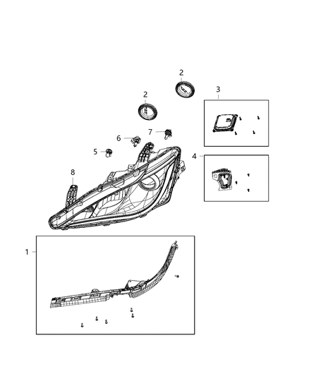 2018 Chrysler Pacifica Parts, Headlamp Service Diagram 3