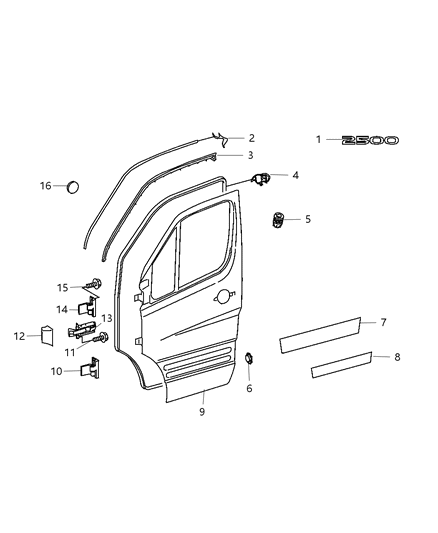 2007 Dodge Sprinter 2500 Door Hinge Diagram for 68010074AA