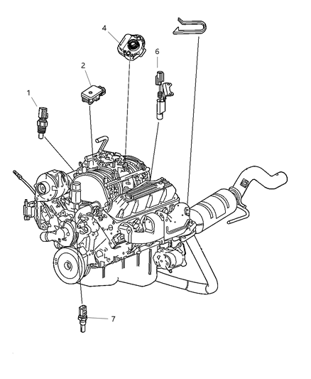 2004 Dodge Durango Sensors - Engine Diagram 3