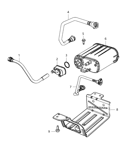 2013 Jeep Wrangler Vapor Canister & Leak Detection Pump Diagram