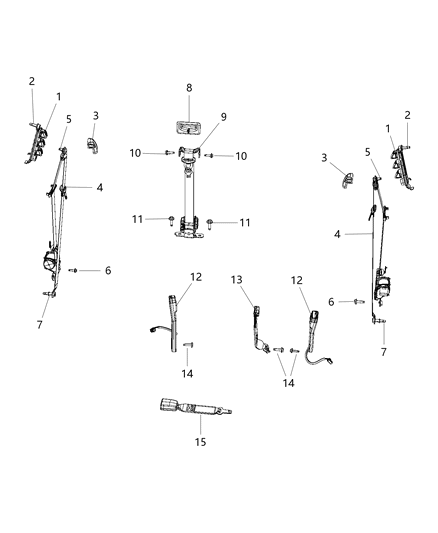 2014 Ram 5500 Seat Belts Front, Body Diagram 1