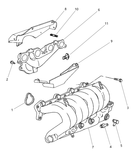 1998 Chrysler Sebring Convertible Manifolds - Intake & Exhaust Diagram 1
