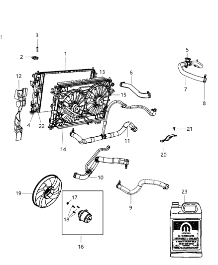 2012 Dodge Avenger Radiator & Related Parts Diagram