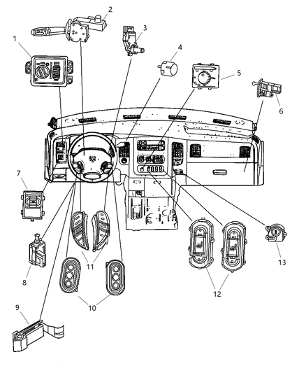 2004 Dodge Ram 1500 Switches - Instrument Panel Diagram