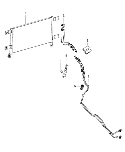 2017 Ram 3500 Cab Chassis Transmission Oil Cooler & Lines Diagram 1