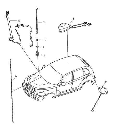 2003 Chrysler PT Cruiser Mast-Antenna Diagram for 4671868AA