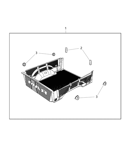 2016 Ram 3500 Pickup Bedliner Kit, Under Rail Diagram