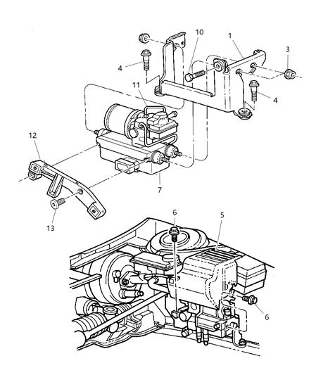 1997 Chrysler LHS Hydraulic Control Unit Anti-Lock Brakes Diagram