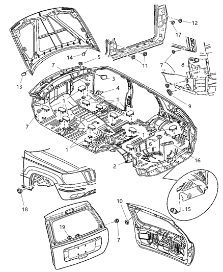 2002 Jeep Grand Cherokee Seal-Body Side Diagram for 55136948AA