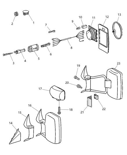 2003 Dodge Sprinter 3500 Outside Rear View Mirror Diagram for 5124251AA