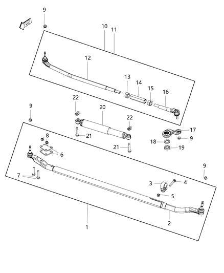 2018 Ram 2500 Tie Rod E-Outer Diagram for 68369910AA