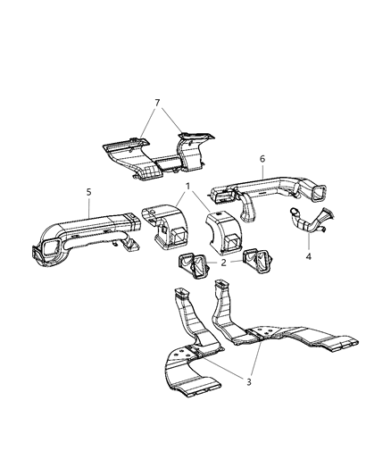2008 Chrysler Town & Country Ducts & Outlets Front Diagram