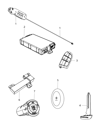 2020 Dodge Journey Receiver Modules, Keys & Key Fob Diagram