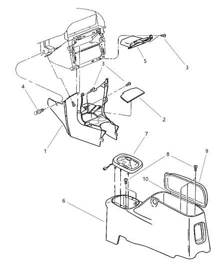 1998 Chrysler Sebring Console, Floor Diagram