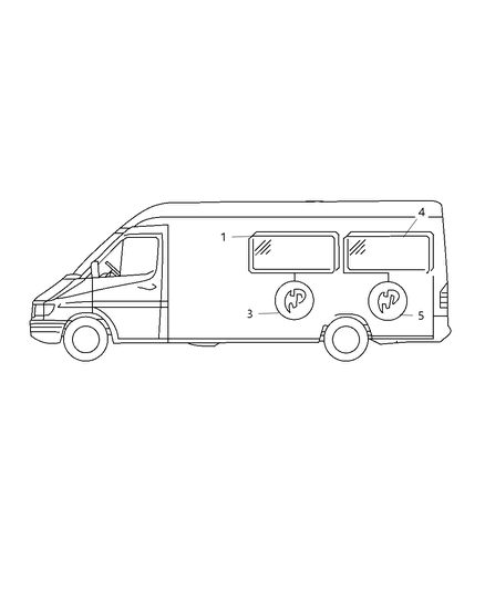 2009 Dodge Sprinter 3500 Glass-BODYSIDE Window Diagram for 68018777AA