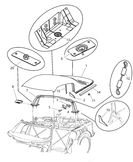 2000 Dodge Viper Roof Panel Diagram