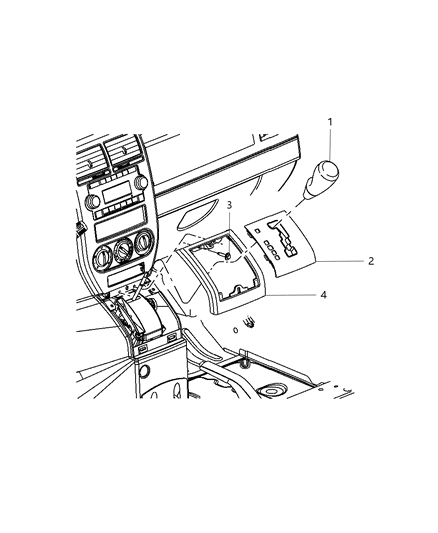 2007 Jeep Compass Gearshift Knob & Bezel Diagram