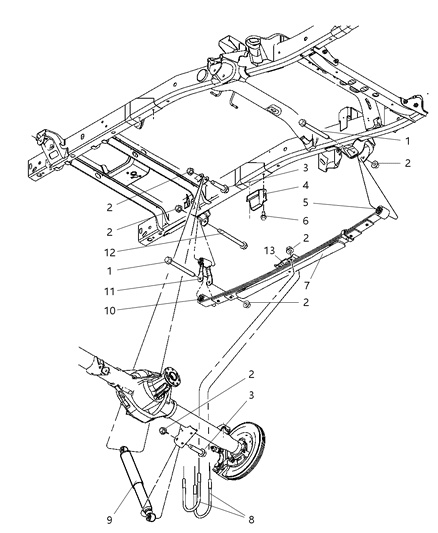 2002 Dodge Ram 1500 Rear Leaf Spring Diagram for 52110136AA