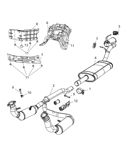 2008 Dodge Nitro Catalytic Converter Diagram for 52125332AE