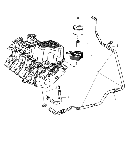 2010 Dodge Grand Caravan Engine Oil Cooler & Hoses / Tubes Diagram 4