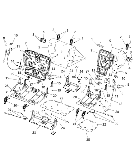 2010 Chrysler PT Cruiser Cover-Rear Seat Pivot Diagram for 1CX701DAAA