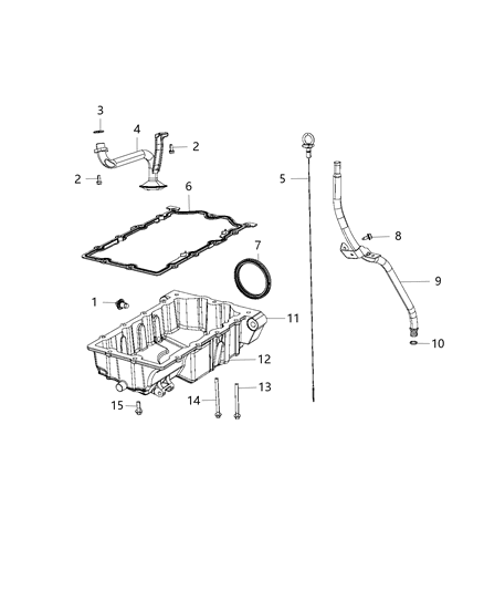 2015 Jeep Renegade Engine Oil Pan & Engine Oil Level Indicator & Related Parts Diagram 2