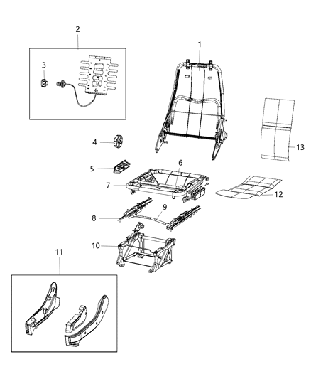 2016 Ram ProMaster 3500 Frame-Front Seat Back Diagram for 68236632AA