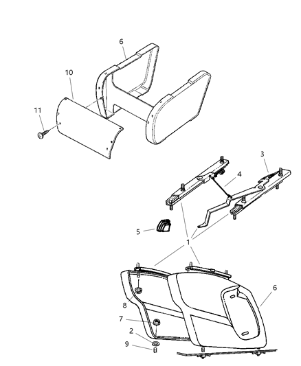 1998 Dodge Ram Van Adjusters & Riser, Bucket Seats, Without Power Diagram